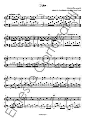 Beto - Piano Sheet Music now available on ErnestoCortazar.net