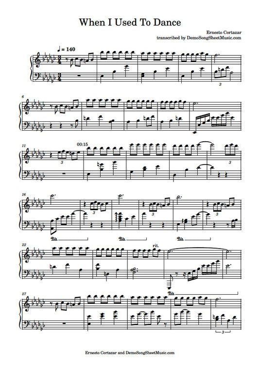 When I Used To Dance - Piano Sheet Music now available on ErnestoCortazar.net