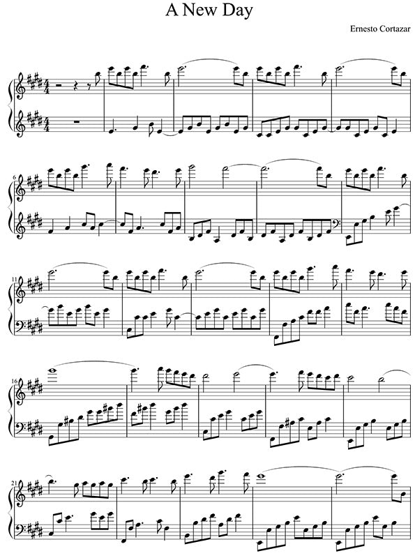 A New Day Sheet Music Composed by Ernesto Cortazar