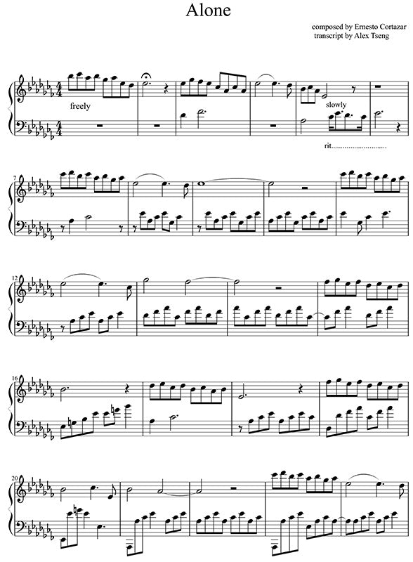 Alone Sheet Music Composed by Ernesto Cortazar