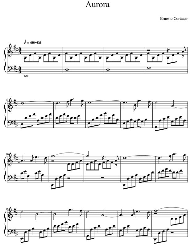 Aurora Sheet Music Composed by Ernesto Cortazar