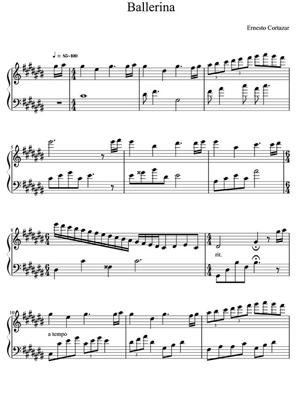 Ballerina Sheet Music Composed by Ernesto Cortazar