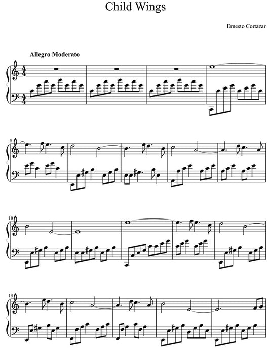 Child Wings Sheet Music Composed by Ernesto Cortazar