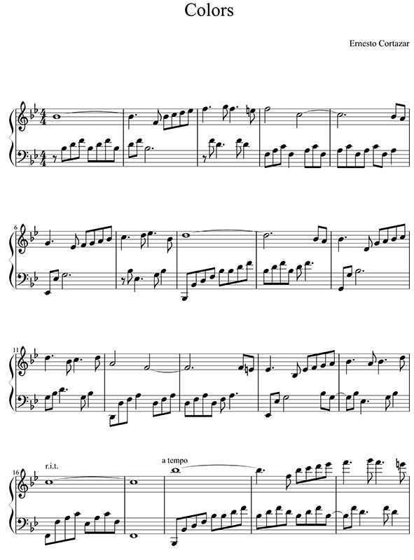 Colors Sheet Music Composed by Ernesto Cortazar