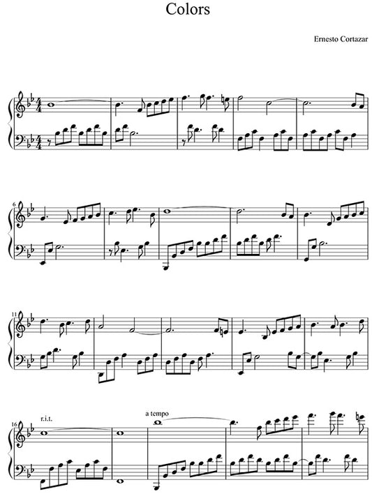 Colors Sheet Music Composed by Ernesto Cortazar