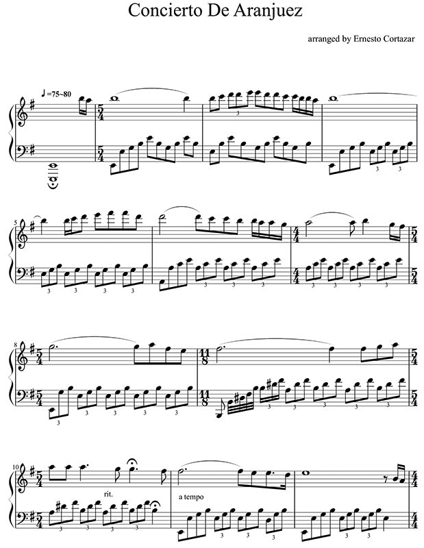 Concierto de Aranjuez Sheet Music Performed by Ernesto Cortazar
