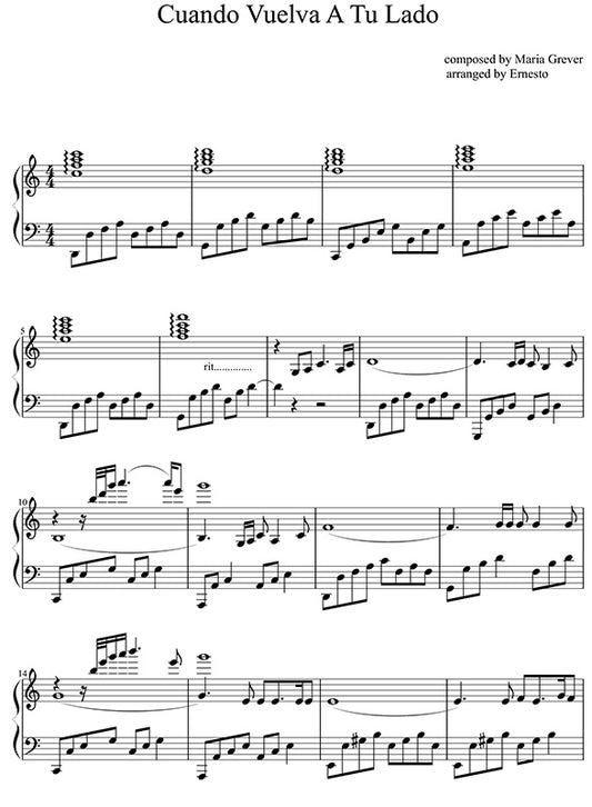 Cuando Vuelva a tu Lado Sheet Music Performed by Ernesto Cortazar