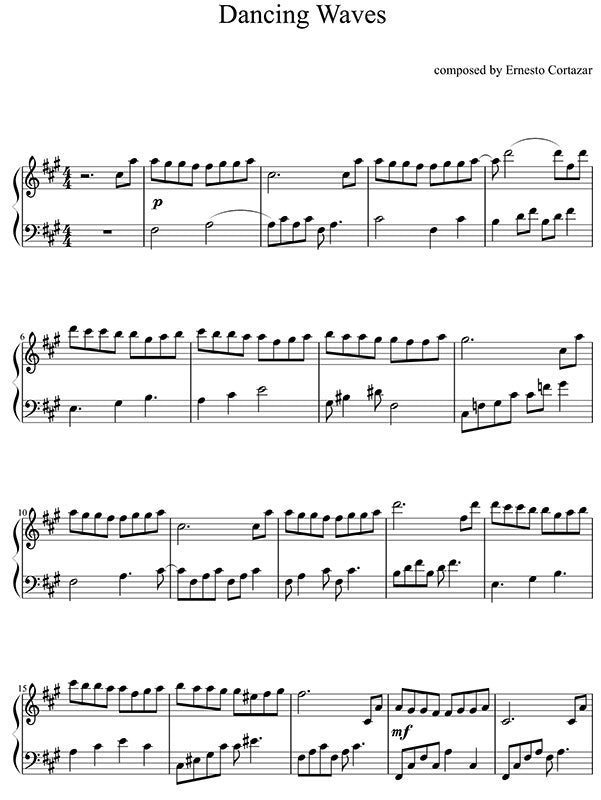 Dancing Waves Sheet Music Composed by Ernesto Cortazar