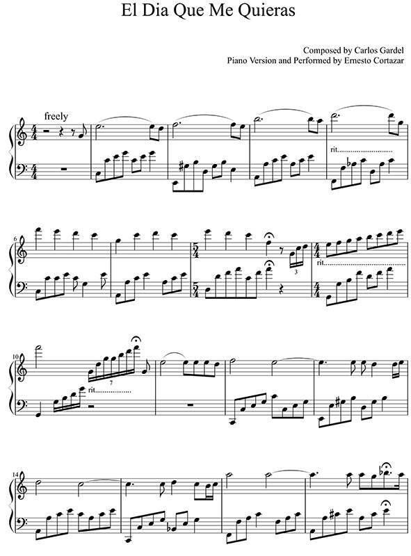 El Dia Que Me Quieras Sheet Music Performed by Ernesto Cortazar