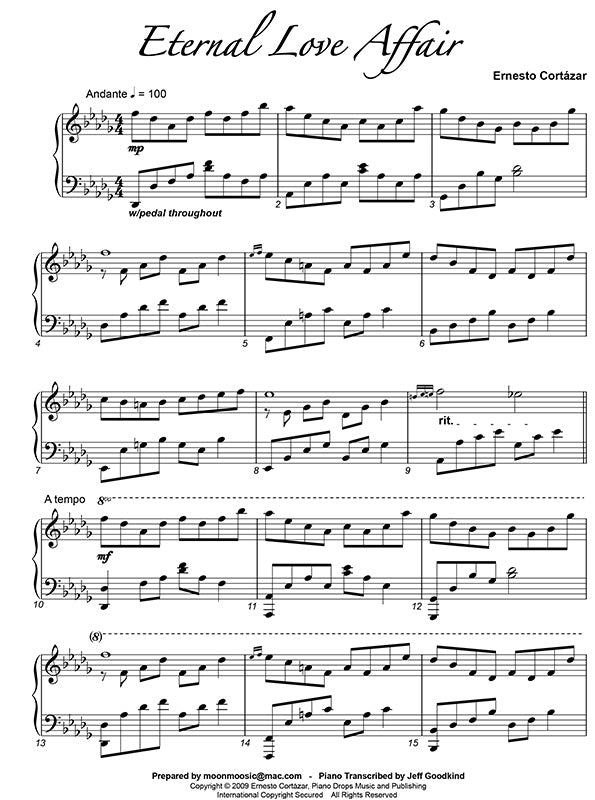 Eternal Love Affair Sheet Music Composed by Ernesto Cortazar