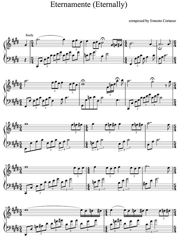 Eternamente (Eternally) Sheet Music Composed by Ernesto Cortazar