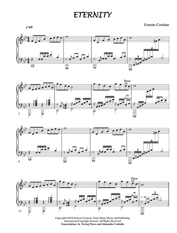 Eternity Sheet Music Composed by Ernesto Cortazar