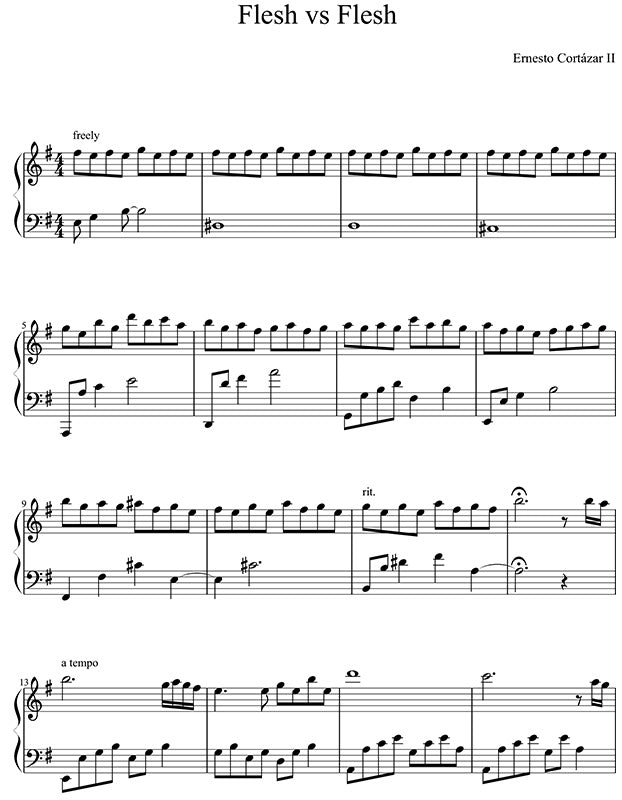 Flesh vs Flesh Piano Sheet Music Composed by Ernesto Cortazar