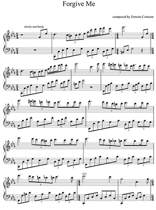 Forgive Me Piano Sheet Music Composed by Ernesto Cortazar
