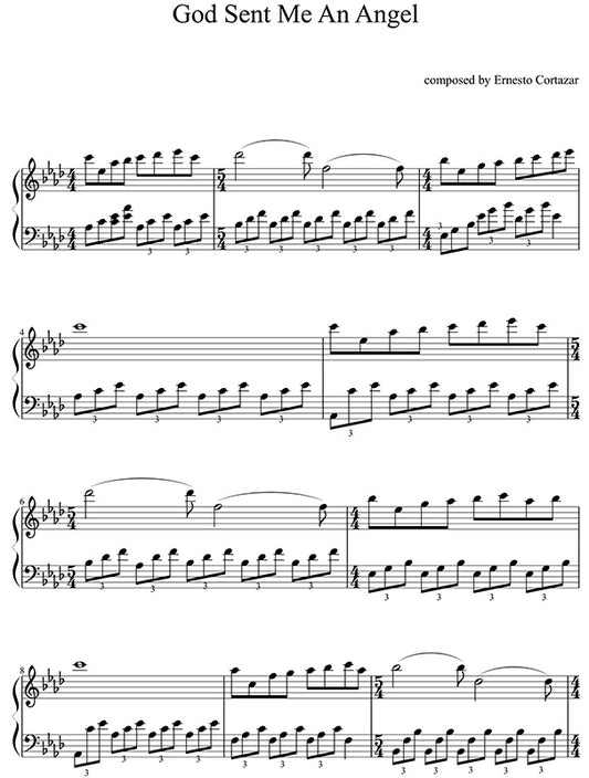 God Sent Me An Angel Piano Sheet Music Composed by Ernesto Cortazar