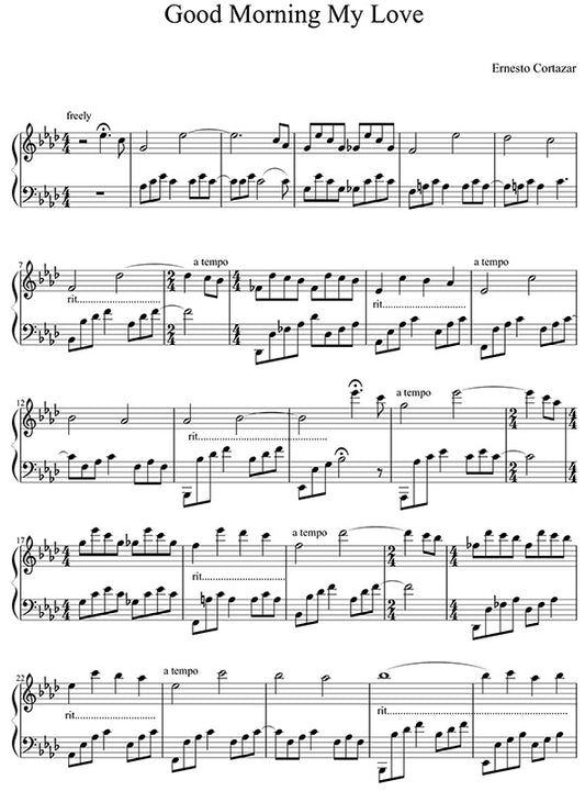 Good Morning My Love Piano Sheet Music Composed by Ernesto Cortazar