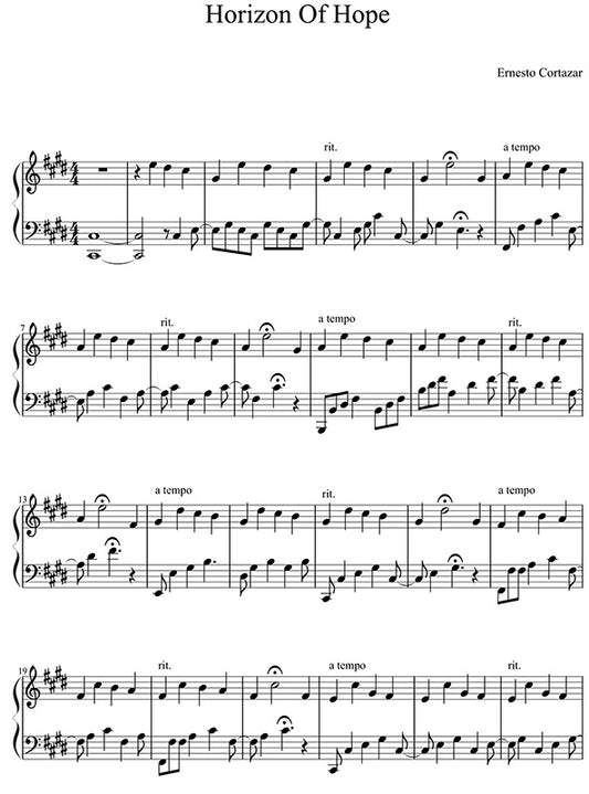 Horizon Of Hope Piano Sheet Music Composed by Ernesto Cortazar