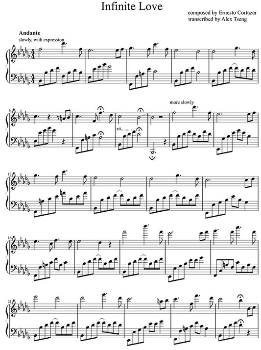 Infinite Love Piano Sheet Music Composed by Ernesto Cortazar