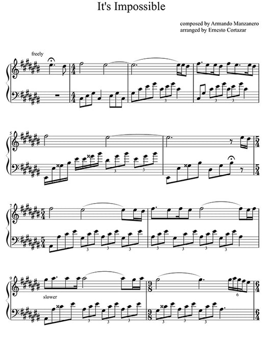 It's Impossible Piano Sheet Music Performed by Ernesto Cortazar
