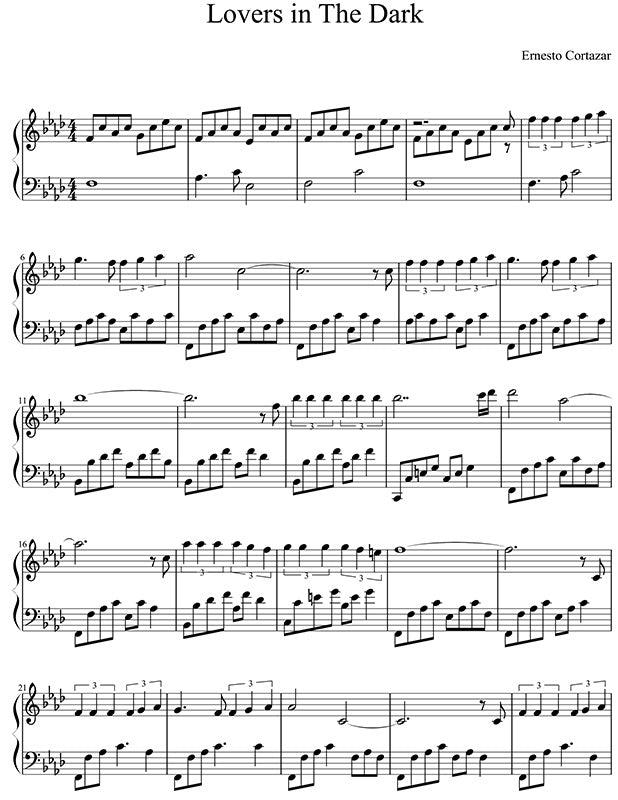 Lovers in The Dark Piano Sheet Music Composed by Ernesto Cortazar