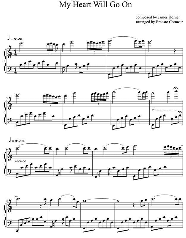 My Heart Will Go On (Love Theme Titanic) Piano Sheet Music Performed by Ernesto Cortazar