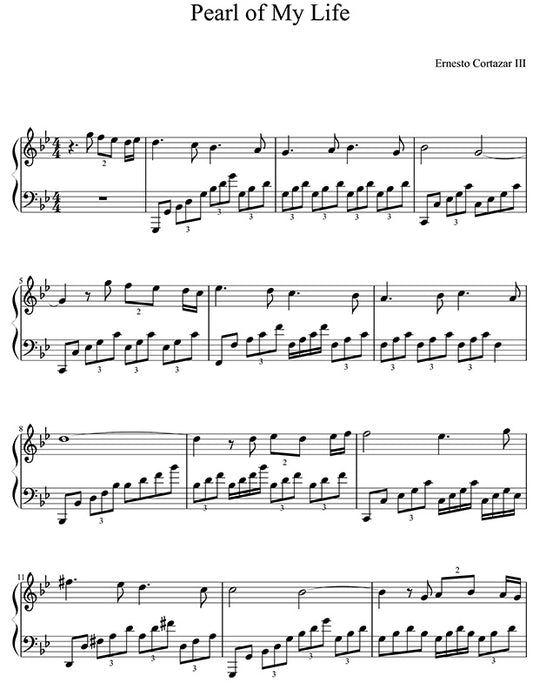 Pearl Of My Life Piano Sheet Music Composed by Ernesto Cortazar III