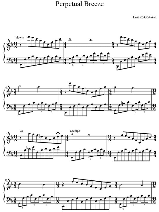 Perpetual Breeze Piano Sheet Music Composed by Ernesto Cortazar