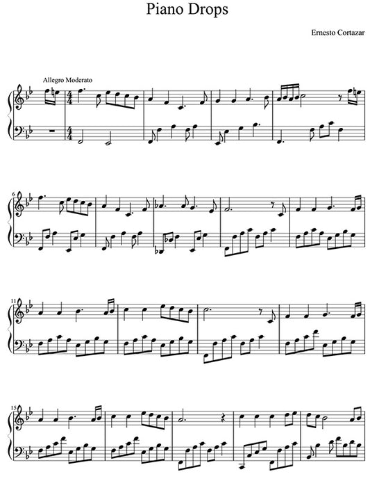Piano Drops Piano Sheet Music Composed by Ernesto Cortazar