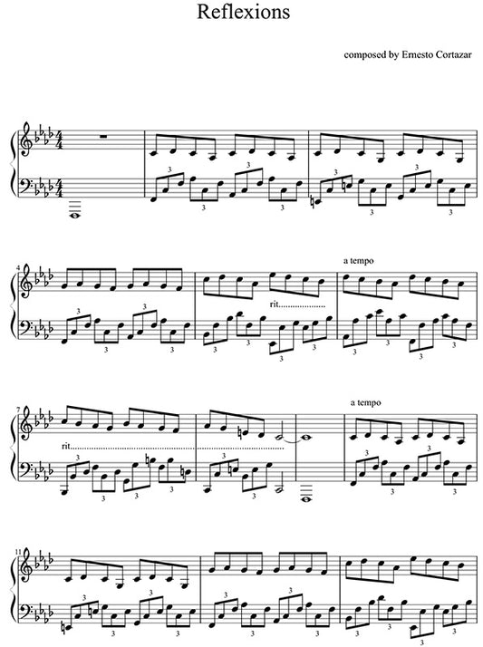 Reflexions Piano Sheet Music Composed by Ernesto Cortazar