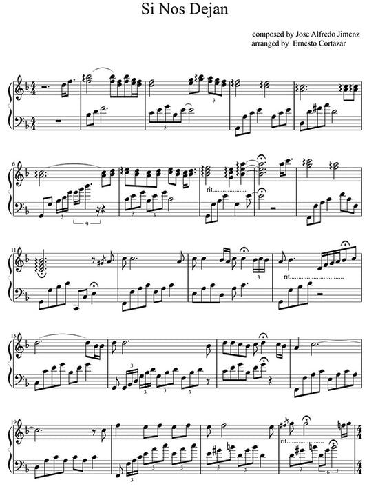 Si Nos Dejan Piano Sheet Music Performed by Ernesto Cortazar