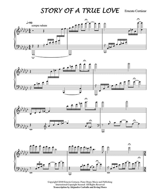 Story Of A True Love Piano Sheet Music Composed by Ernesto Cortazar