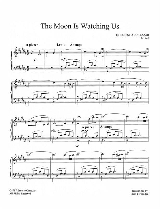 The Moon Is Watching Us Piano Sheet Music Composed by Ernesto Cortazar