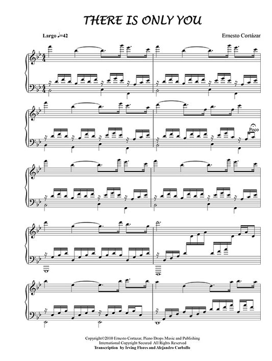 There Is Only You Piano Sheet Music Composed by Ernesto Cortazar