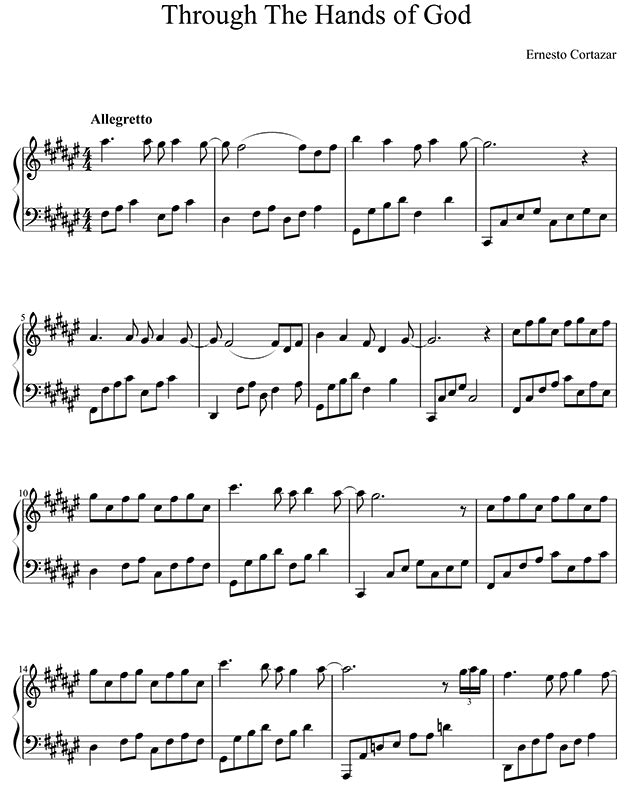 Through The Hands Of God Piano Sheet Music Composed by Ernesto Cortazar