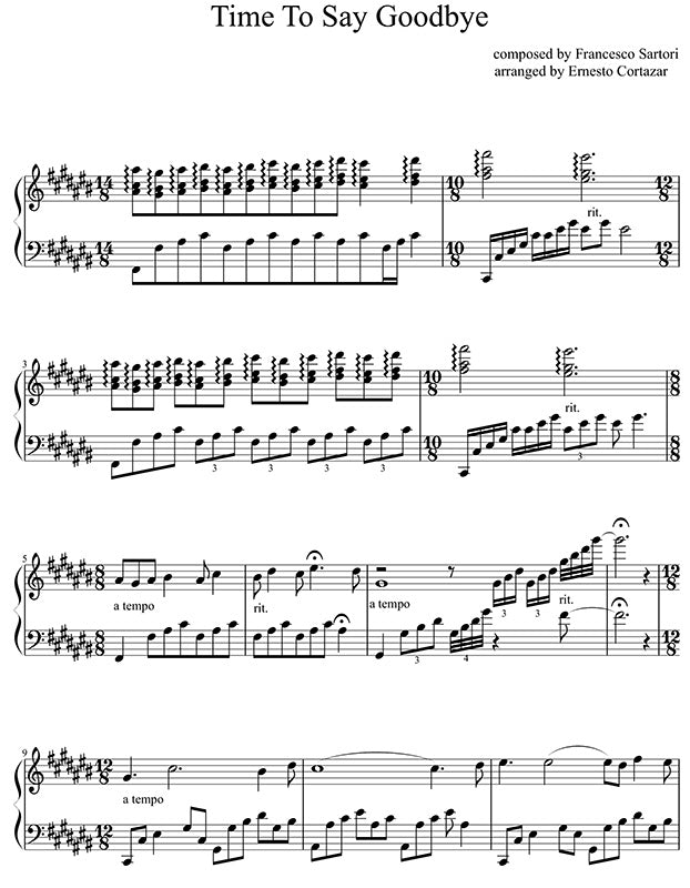 Time To Say Goodbye Piano Sheet Music Performed by Ernesto Cortazar