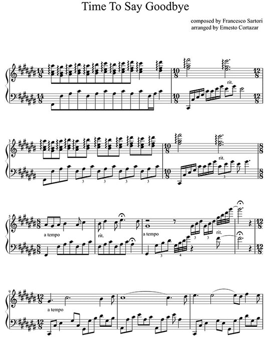 Time To Say Goodbye Piano Sheet Music Performed by Ernesto Cortazar