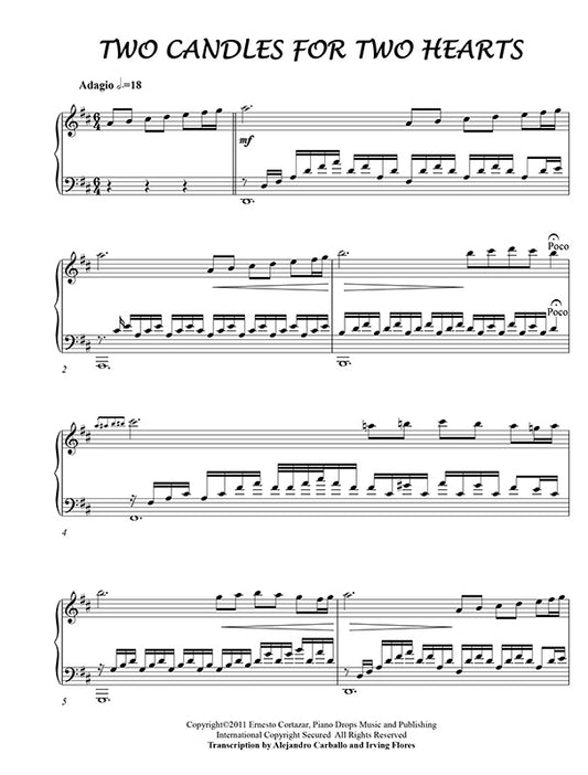 Two Candles For Two Hearts Piano Sheet Music Composed by Ernesto Cortazar