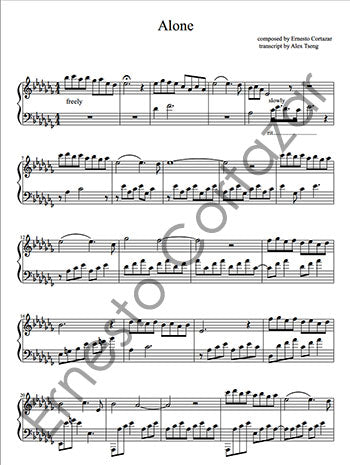 Alone - Piano Sheet Music now available on ErnestoCortazar.net
