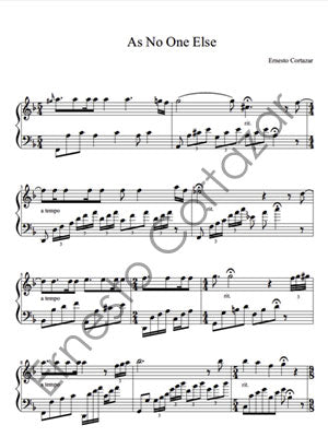As No One Else - Piano Sheet Music now available on ErnestoCortazar.net
