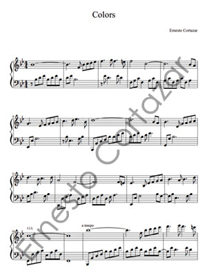 Colors - Piano Sheet Music now available on ErnestoCortazar.net