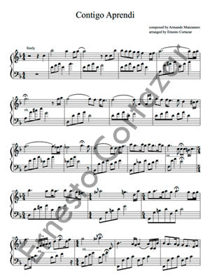 Contigo Aprendí - Piano Sheet Music now available on ErnestoCortazar.net