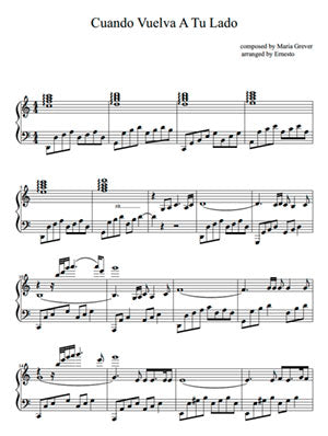 Cuando Vuelva a tu Lado - Piano Sheet Music now available on ErnestoCortazar.net