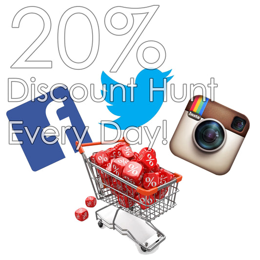 20% Discounts Hunt Daily on Facebook, Instagram and Twitter
