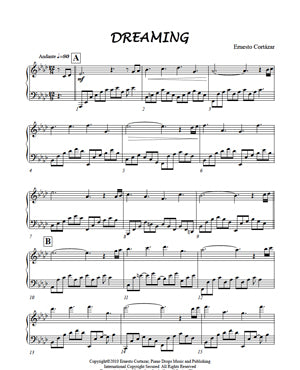 Dreaming - Sheet Music now available on ErnestoCortazar.net