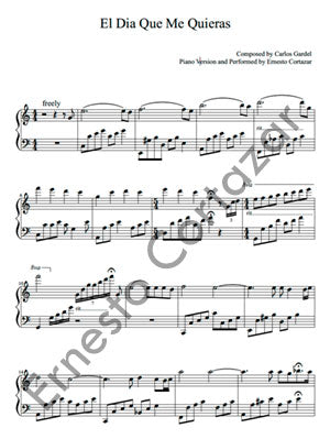 El Día Que Me Quieras - Piano Sheet Music now available on ErnestoCortazar.net