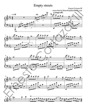 Empty Streets - Piano Sheet Music now available on ErnestoCortazar.net