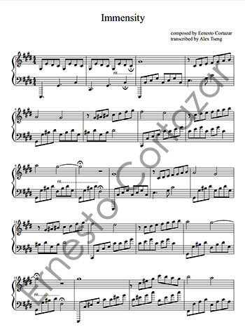 Immensity - Piano Sheet Music now available on ErnestoCortazar.net