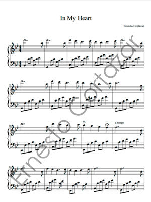 In My Heart - Piano Sheet Music now available on ErnestoCortazar.net