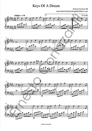 Keys Of A Dream - Piano Sheet Music now available on ErnestoCortazar.net