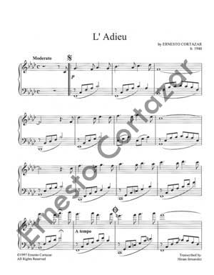 L'adieu - Sheet Music now available on ErnestoCortazar.net